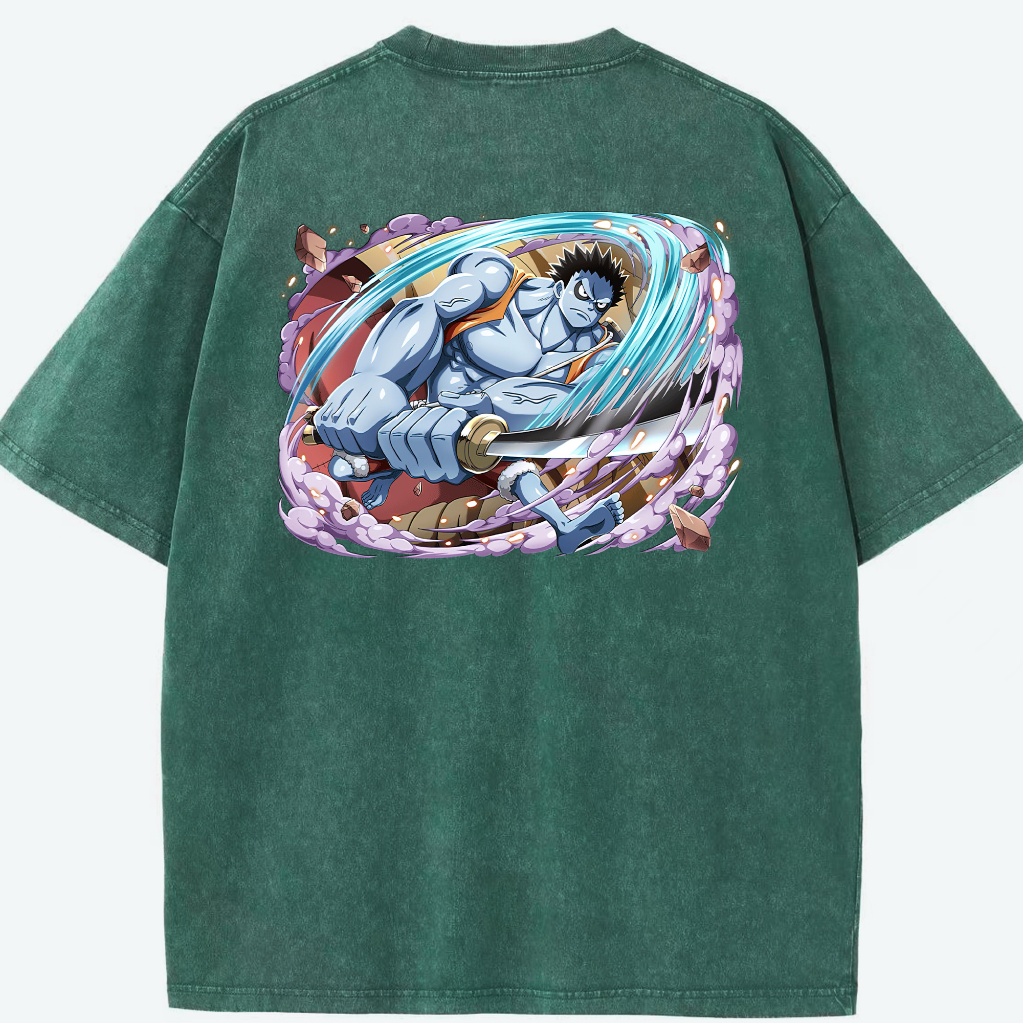 ワンピース モンキー・D・ルフィ ONE PIECE Monkey D. Luffy 綿100% ヴィンテージ風 半袖Tシャツ（背面プリント）